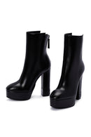 Women's Black High Heeled Platform Leather Boots | Derimod