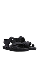 Men's Black Nubuck Leather Sandals | Derimod