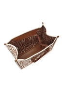 Women's Camel Long Strap Printed Fabric Handbag | Derimod