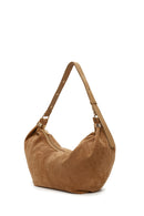 Woman Beige Suede Shoulder Bag | Derimod