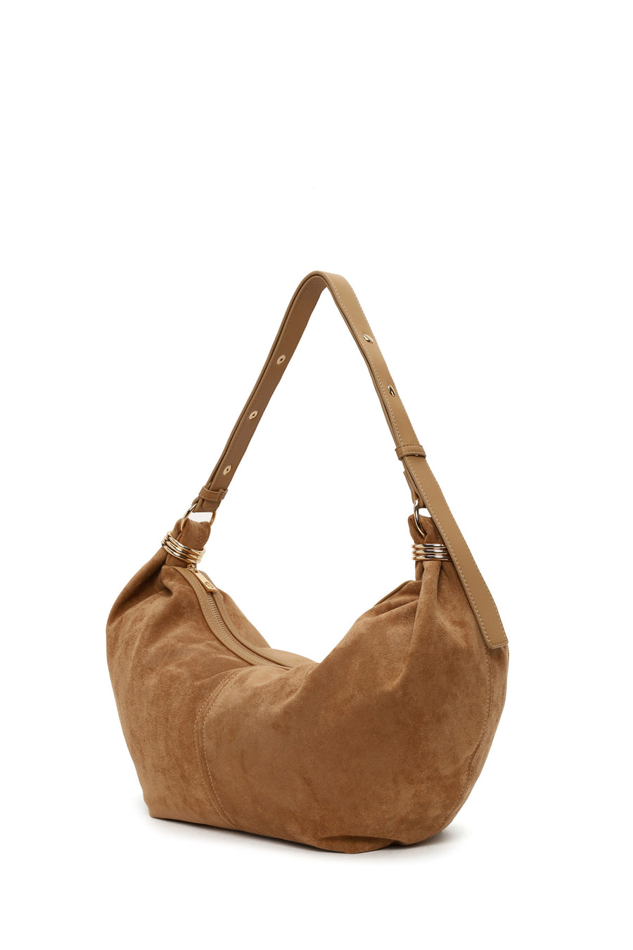 Woman Beige Suede Shoulder Bag