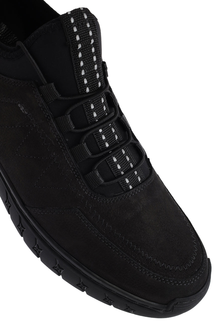 Erkek Siyah Bağcıklı Nubuk Deri Comfort Sneaker