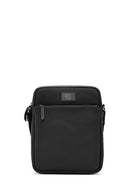 Men's Black Printed Leather Messenger Bag | Derimod