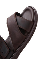 Men's Brown Nubuck Leather Sandals | Derimod