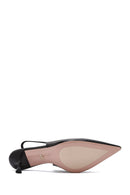 Women's Black Open Back Slim High Heel Leather Shoes | Derimod
