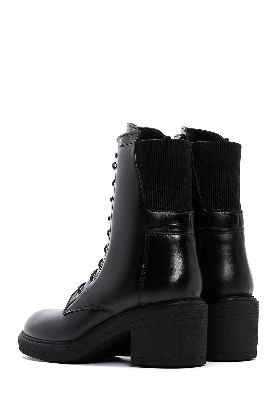Women's Black Zippered Leather Boots