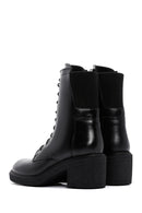 Women's Black Zippered Leather Boots | Derimod