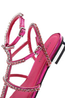 Women's Pink Stone Flat Sandals | Derimod