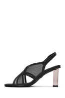 Kadın Siyah Bilekten Tokalı Kalın Topuklu Kumaş Sandalet | Derimod