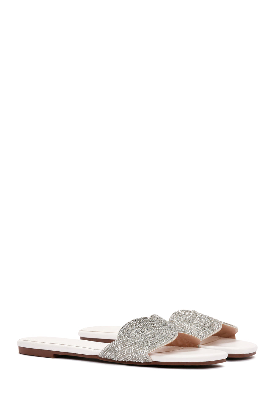 Women's White Stone Slippers