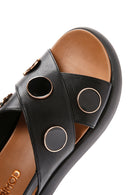 Women's Black Ankle Strap Leather Sandals | Derimod