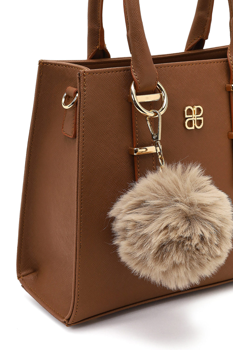 Women's Beige Long Strapped Accessorized Handbag