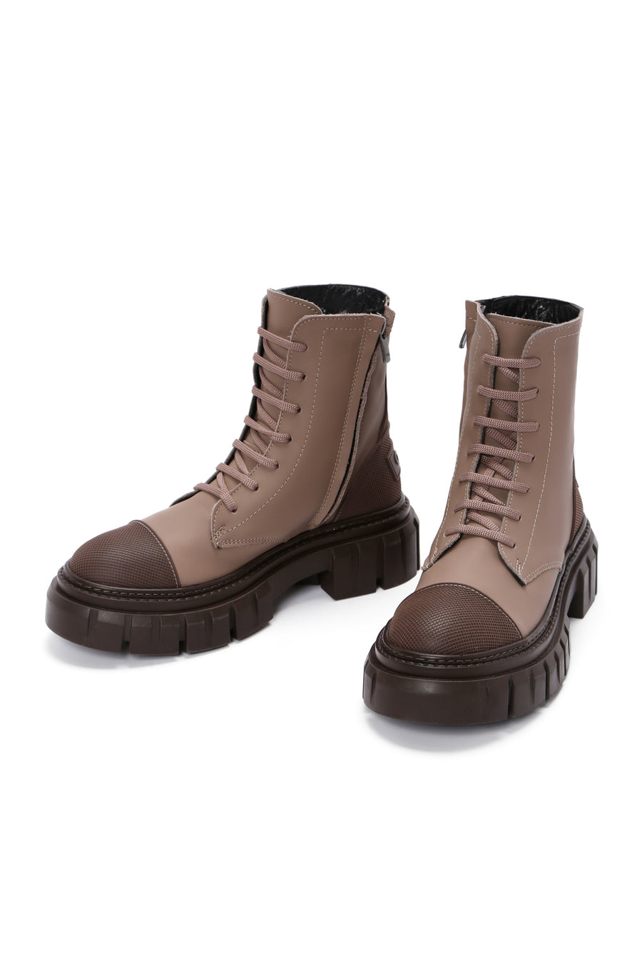 Women's Mink Leather Zippered Boots