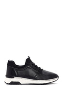 Women's Black Lace-up Thick-Sole Leather Sneaker | Derimod