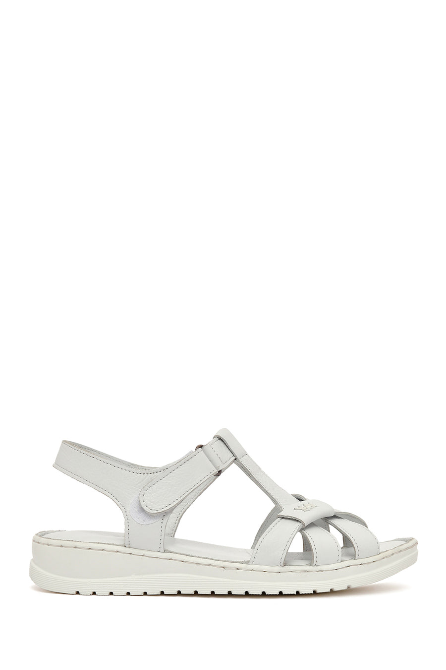 Women's White Strappy Leather Comfort Sandals 25SFD340318 | Derimod