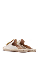 Women's Beige Stone Espadrille Slippers | Derimod