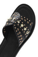 Women's Black Stone Slippers | Derimod