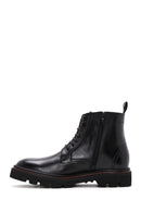 Men's Black Leather Zippered Casual Boots | Derimod