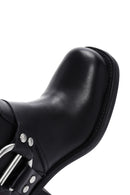 Women's Black Leather Buckle Boots | Derimod