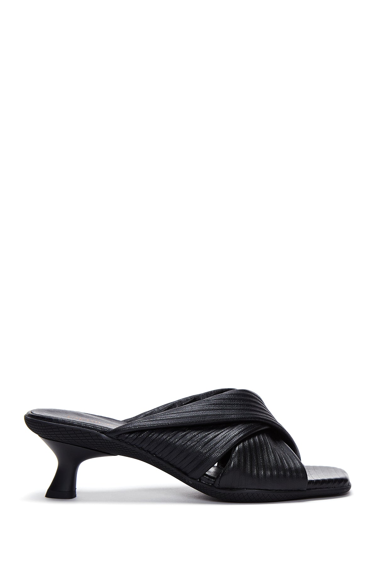 Women's Black Leather Heeled Slippers 22SFD131126 | Derimod