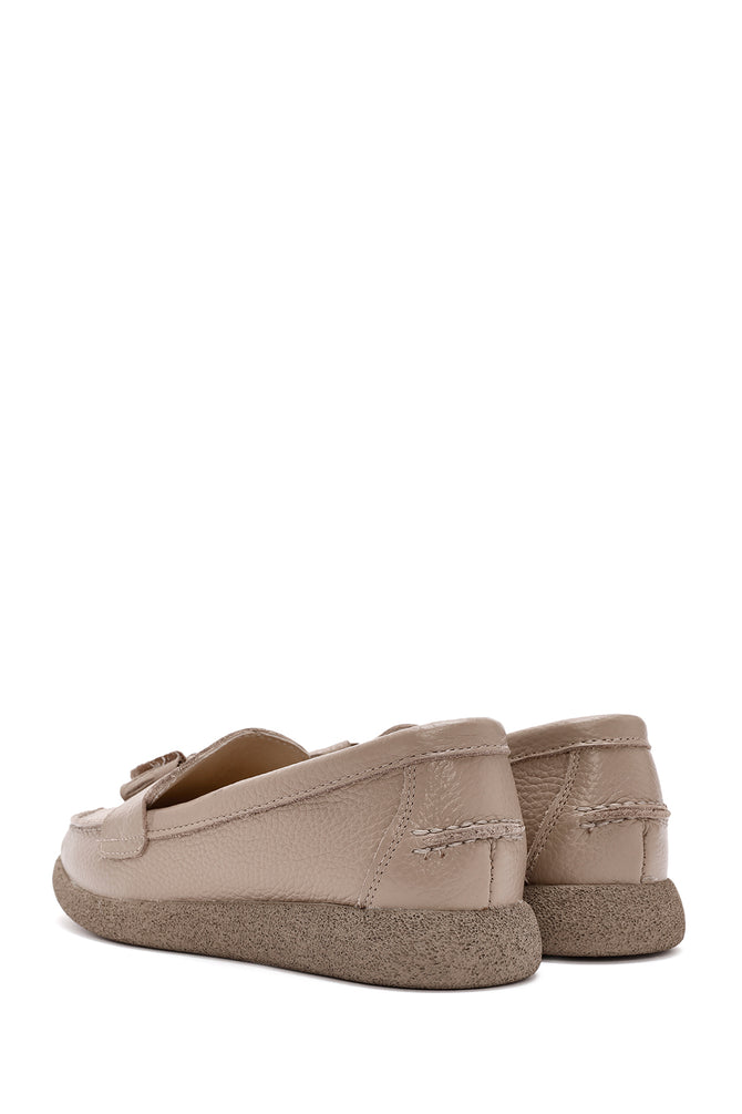 Kadın Vizon Püsküllü Deri Comfort Loafer_3