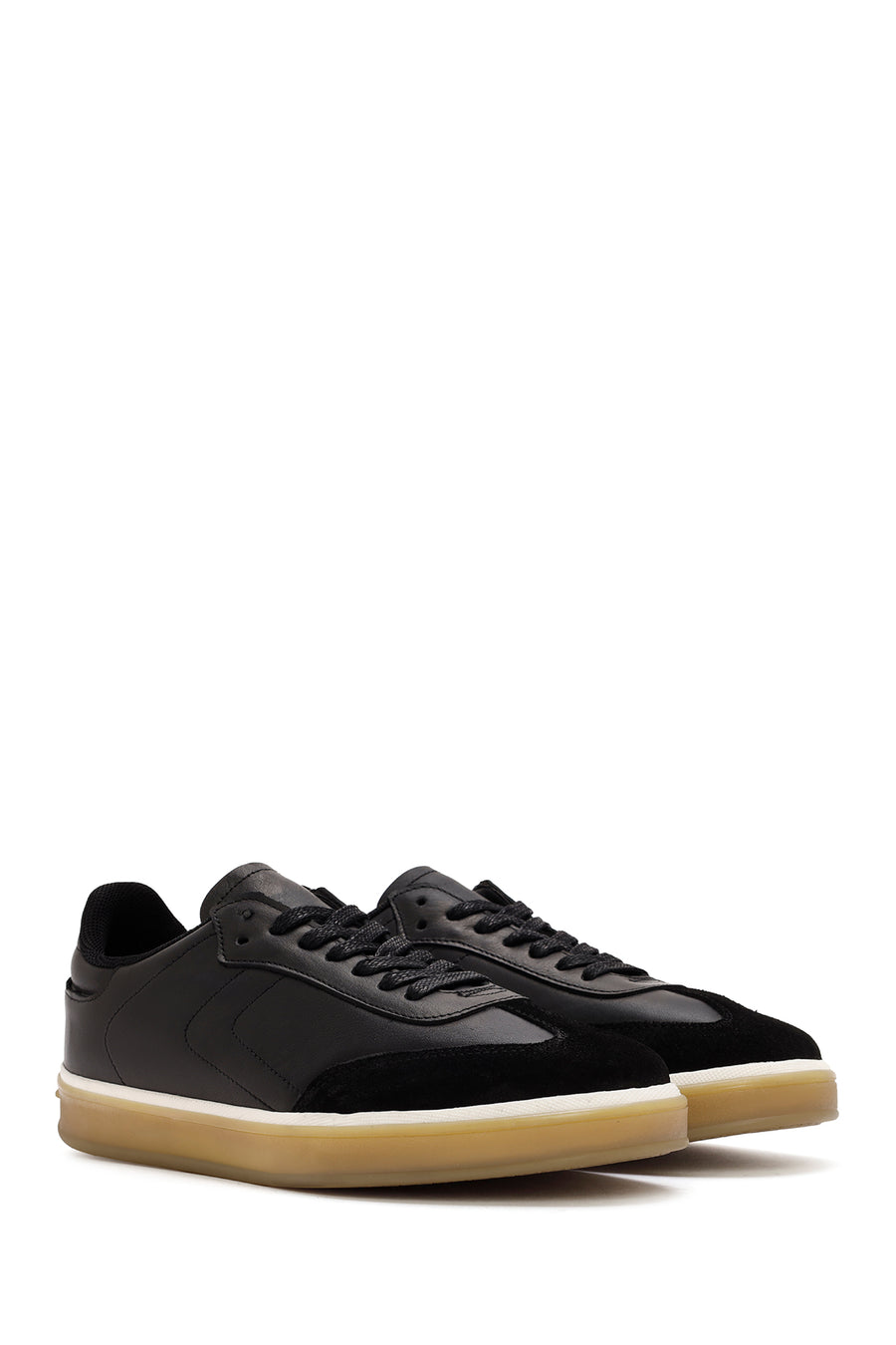 Men's Black Lace-up Leather Sneaker