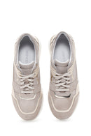 Women's Beige Leather Suede Detailed Thick Soled Sneaker | Derimod