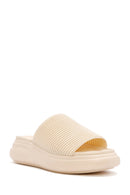 Women's Beige Fabric Slippers | Derimod