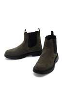 Men's Khaki Nubuck Leather Casual Chelsea Boots | Derimod