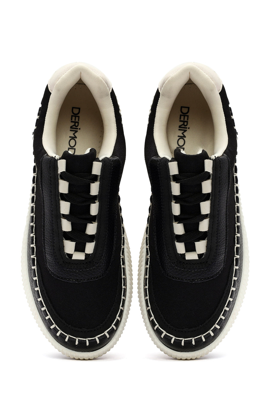 Kadın Siyah Bağcıklı Deri Sneaker