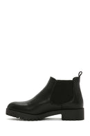 Women's Black Leather Casual Short Chelsea Boots | Derimod