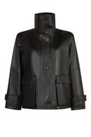 Stefan Woman Black A-Line Leather Jacket | Derimod