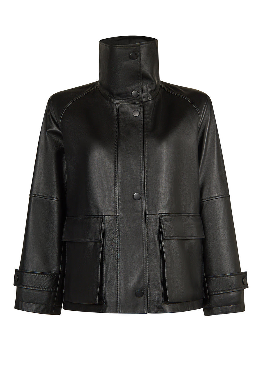 Stefan Woman Black A-Line Leather Jacket