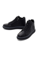 Men's Black Leather Zippered Sports Boots | Derimod