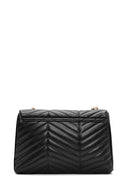 Women's Black Long Strap Quilted Patterned Shoulder Bag | Derimod