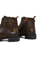 Men's Brown Lace-Up Leather Casual Combat Boots | Derimod