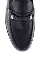 Erkek Syah Deri Delikli Casual Loafer | Derimod
