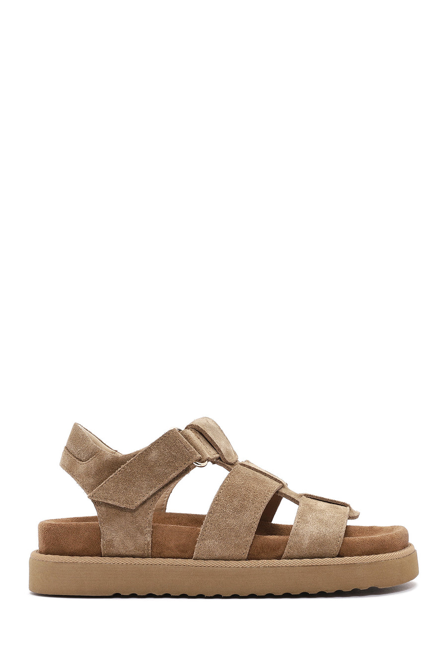 Women's Brown Thick Soled Suede Leather Sandals 25SFD405310 | Derimod