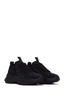 Women's Black Stone Thick Soled Sneaker | Derimod