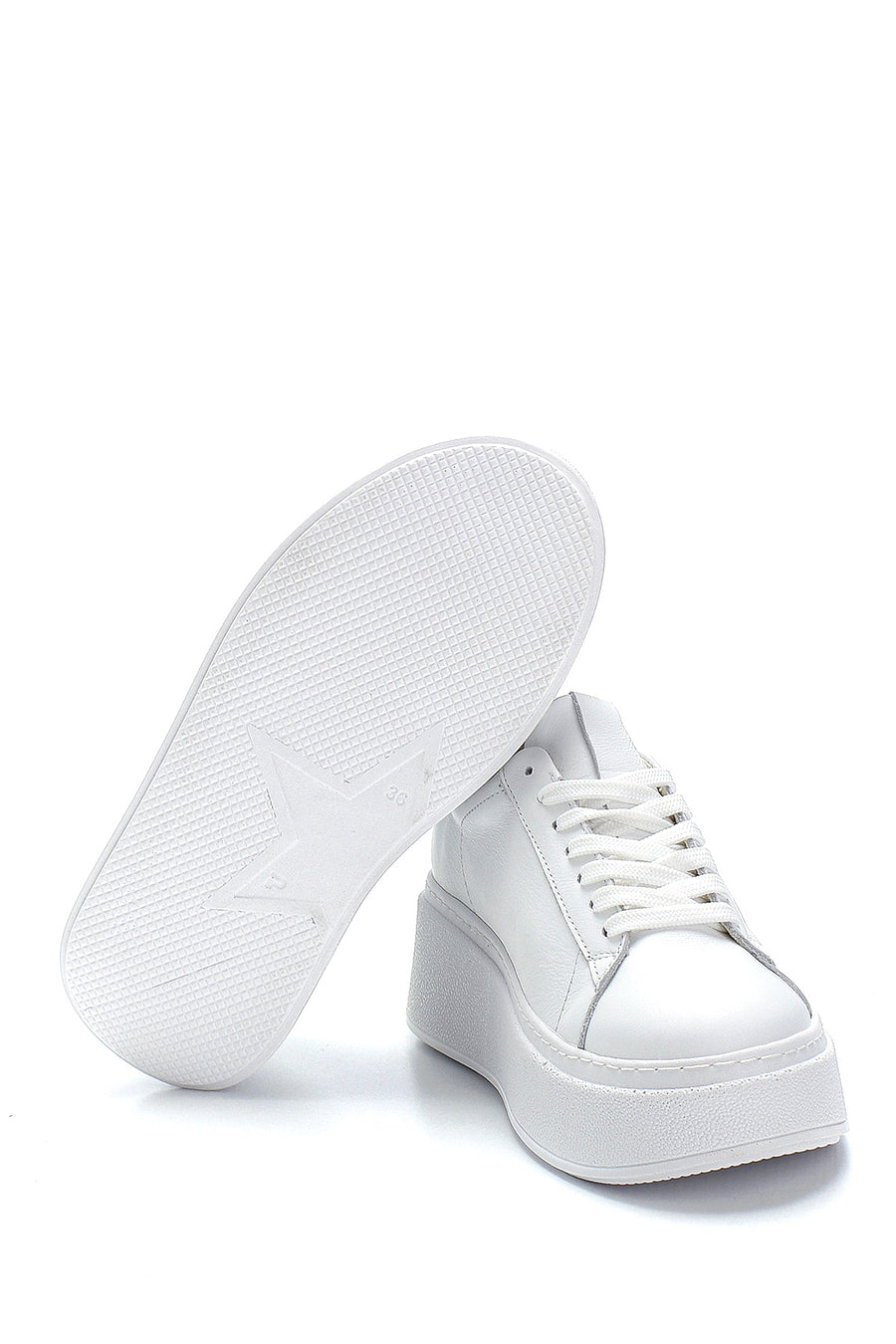 Women's Leather High-Sole Sneaker