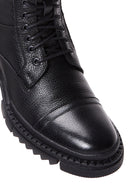 Men's Black Leather Zippered Boots | Derimod