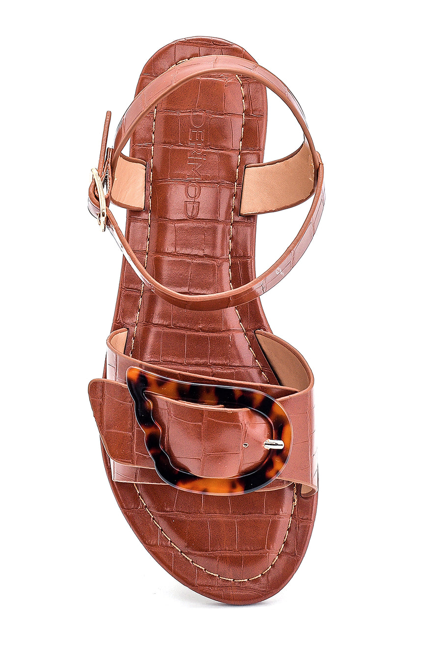 Kadın Kroko Baskılı Casual Sandalet