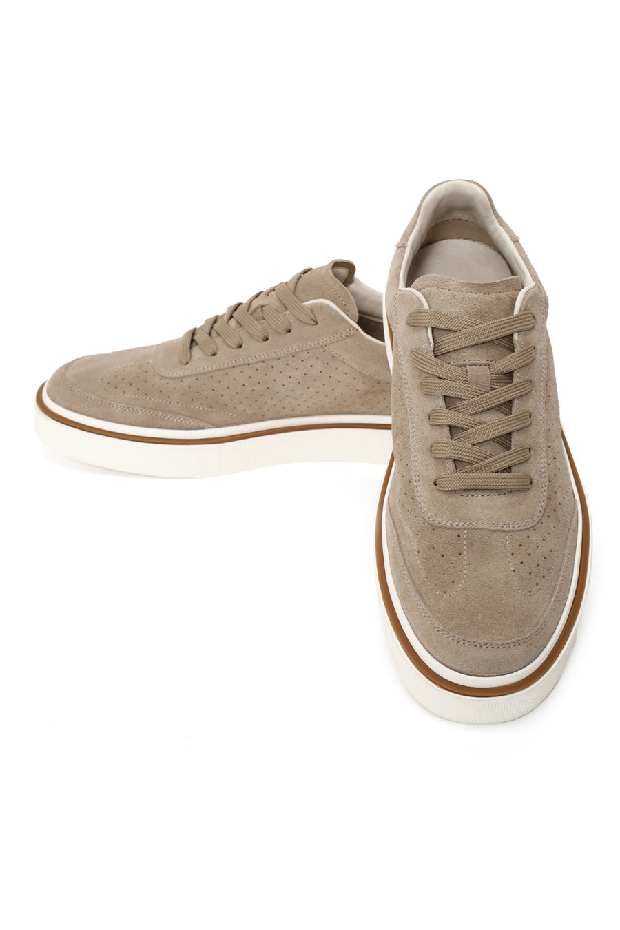 Erkek Bej Bağcıklı Süet Deri Sneaker