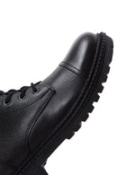 Men's Black Leather Zippered Casual Boots | Derimod