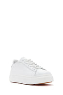 Women's White Lace-Up Leather Sneaker | Derimod