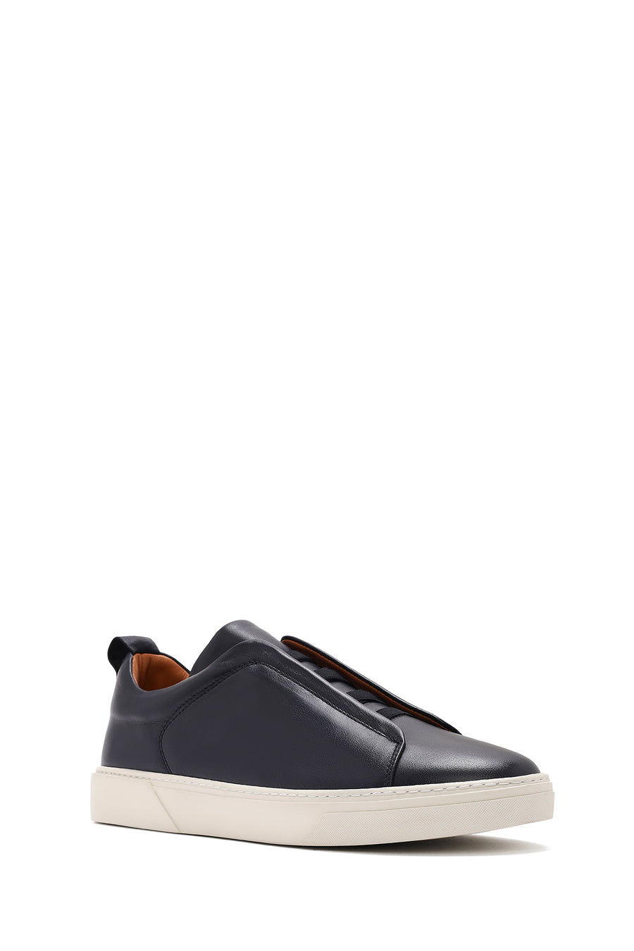Men's Navy Blue Elastic Leather Sneakers