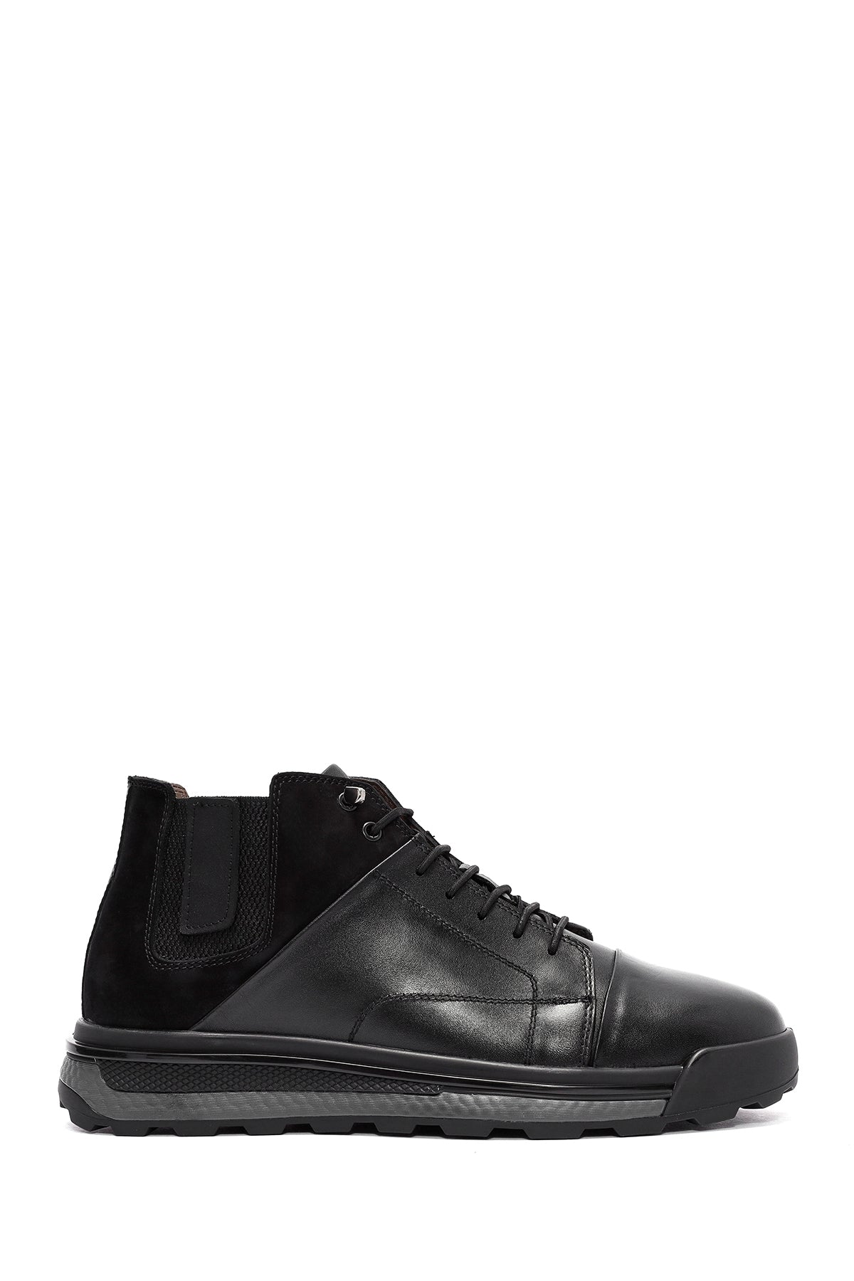 Men's Black Lace-Up Leather High Top Sneakers 24WFD604018 | Derimod