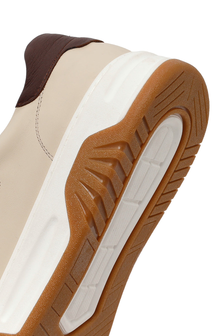 Men's Beige Chunky Sole Lace-up Leather Sneaker