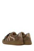 Woman Beige Lace-Up Thick-Soled Charmed Suede Leather Sneaker | Derimod