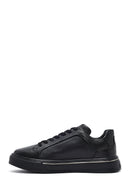 Erkek Siyah Bağcıklı Kalın Tabanlı Deri Sneaker | Derimod